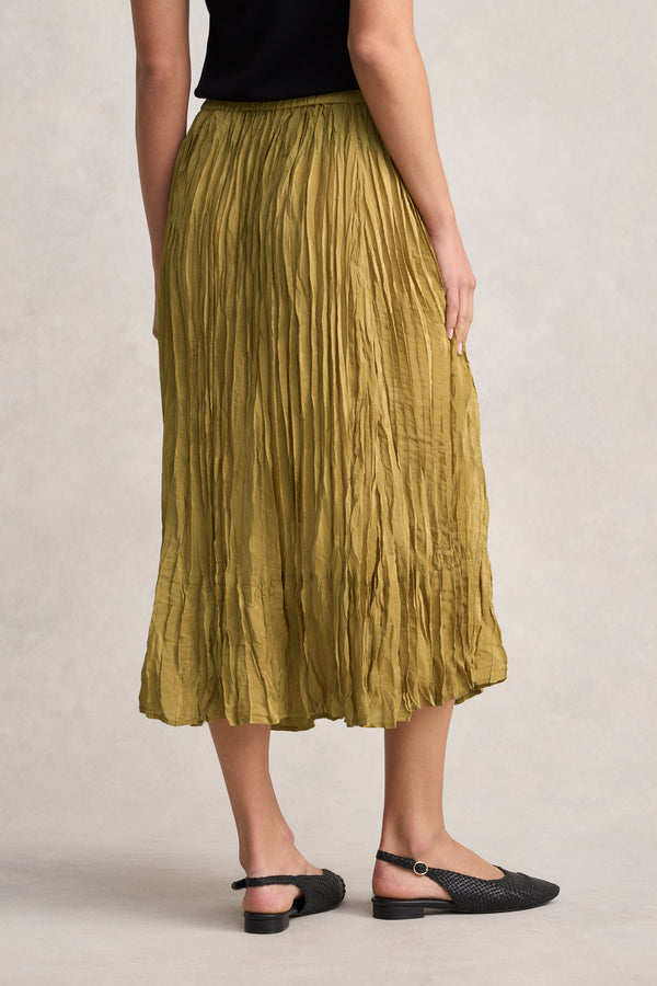 Crushed Midi Skirt - Bronze