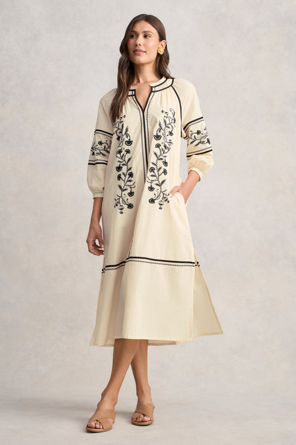Cotton Kaftan Dress - Ecru