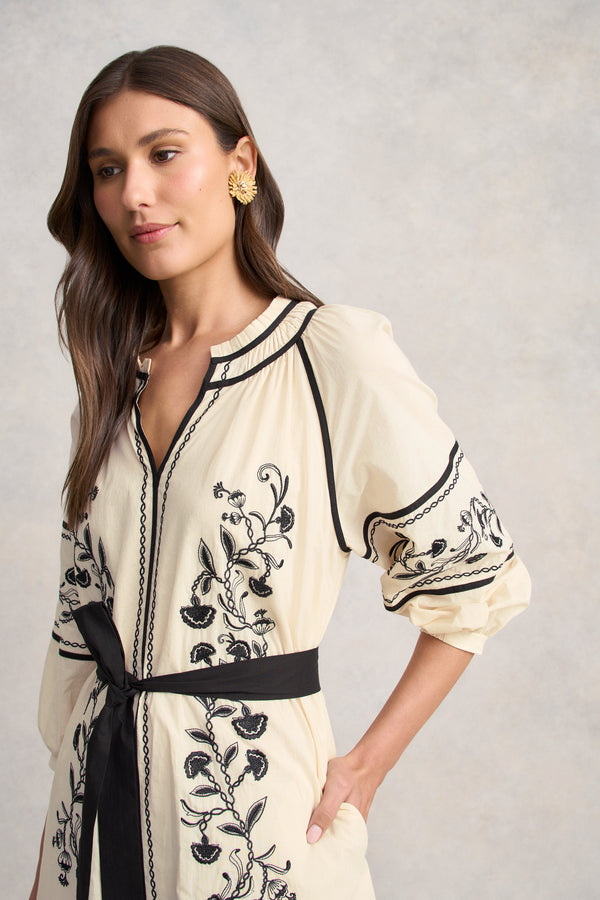 Cotton Kaftan Dress - Ecru