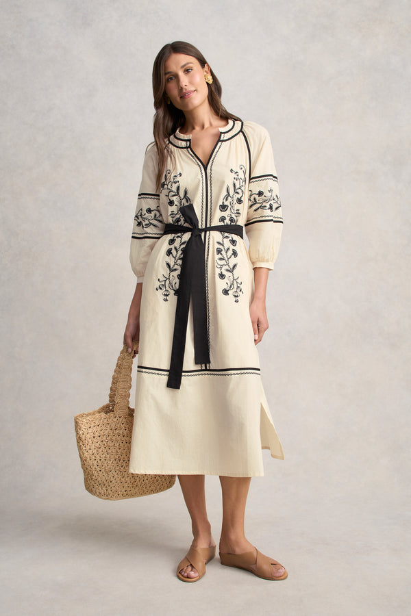 Cotton Kaftan Dress - Ecru