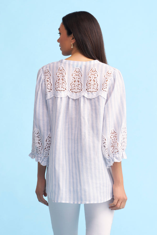 Lace Embroidered French Linen Top