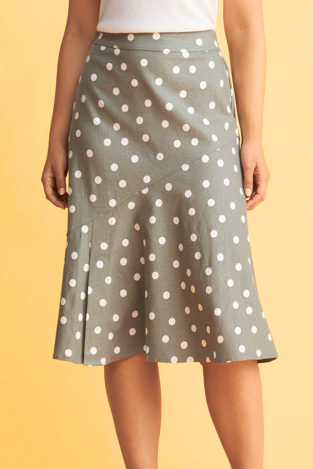 Printed Linen Skirt – Blue Illusion