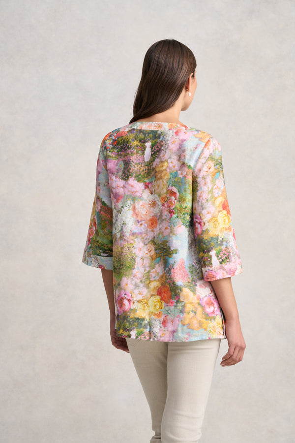 Printed Linen Tunic - Monet Print