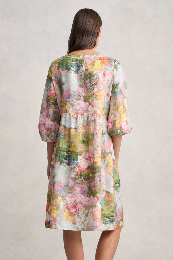 Printed Linen Dress - Monet Print