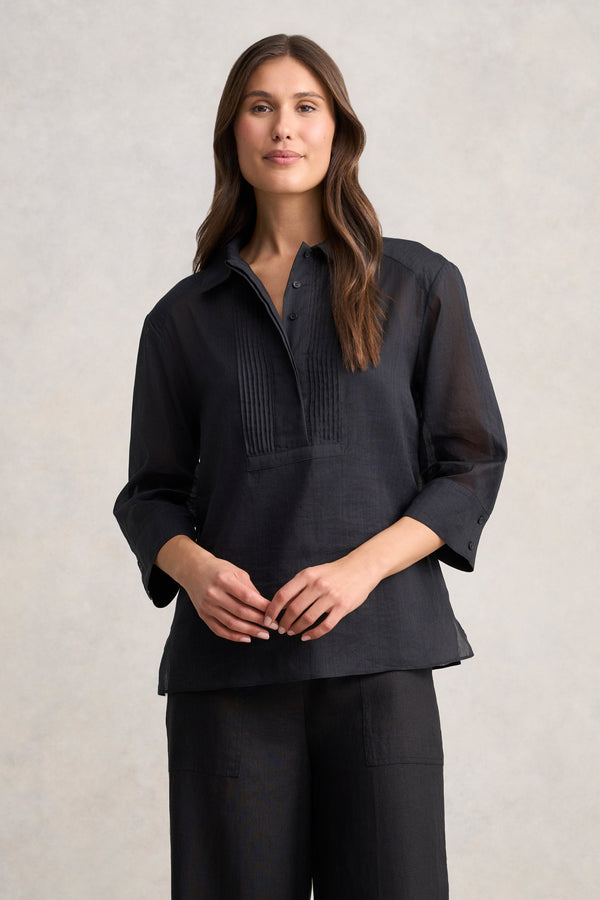 Ramie Cotton Shirt - Black
