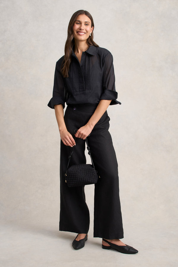 Ramie Cotton Shirt - Black