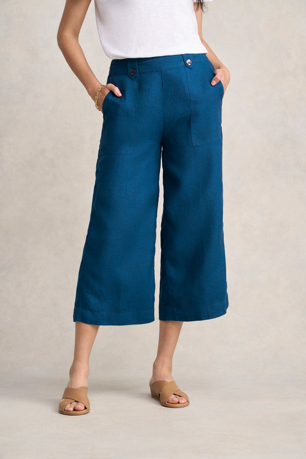 Linen Culotte - Navy Delave