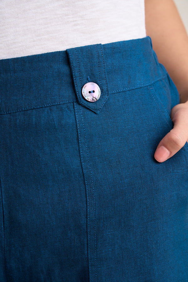 Linen Culotte - Navy Delave