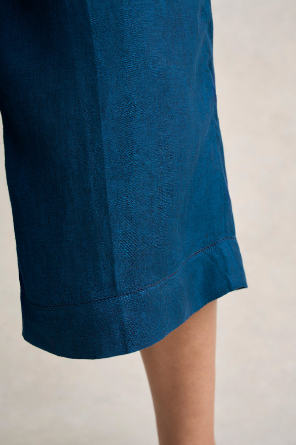 Linen Culotte - Navy Delave