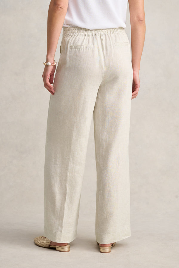 Full Length Waist Tab Linen Pant - Natural Cross Dye
