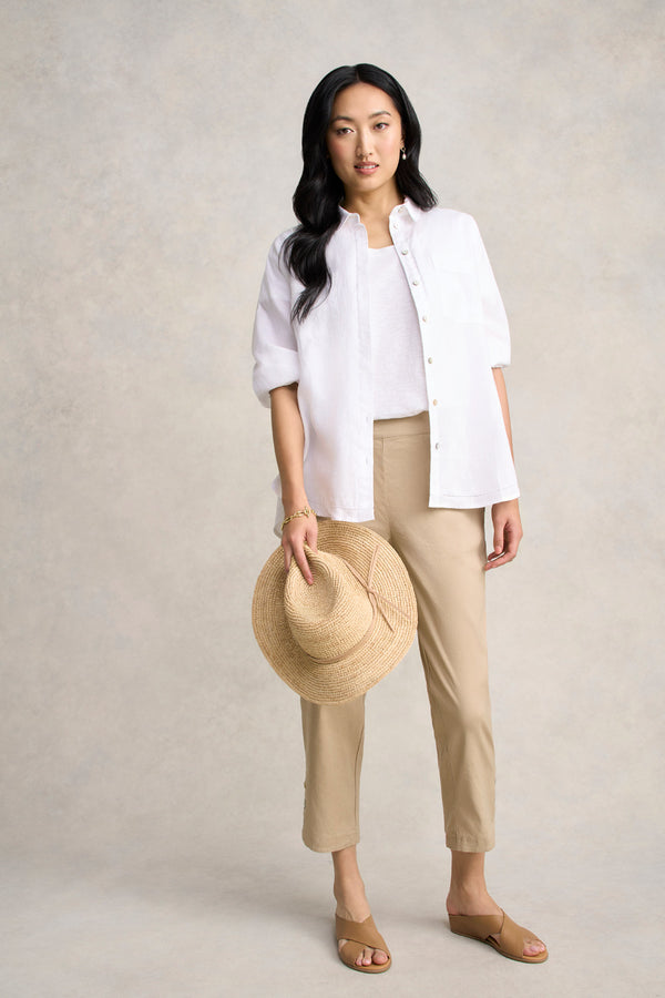Curved Hem Linen Pant - Flax