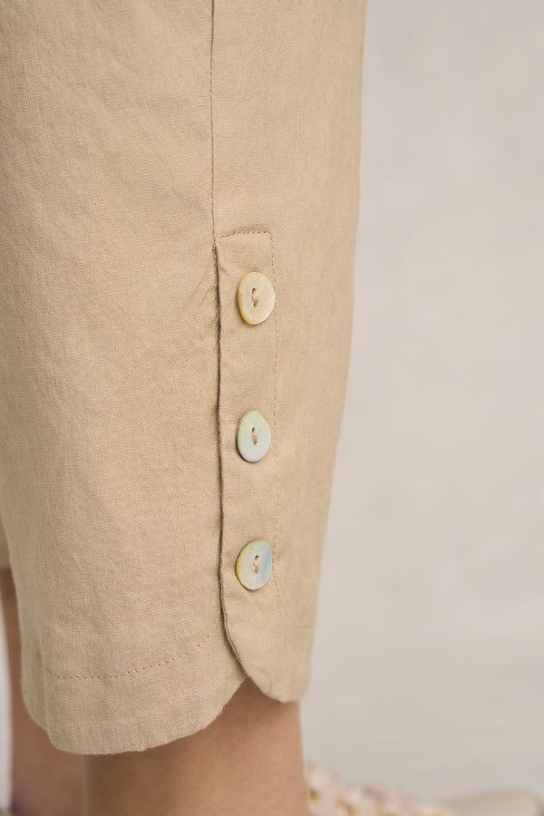 Curved Hem Linen Pant - Flax