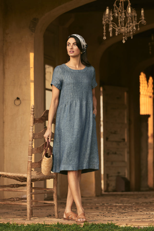 Twill Hemp Linen Dress - Indigo Twill