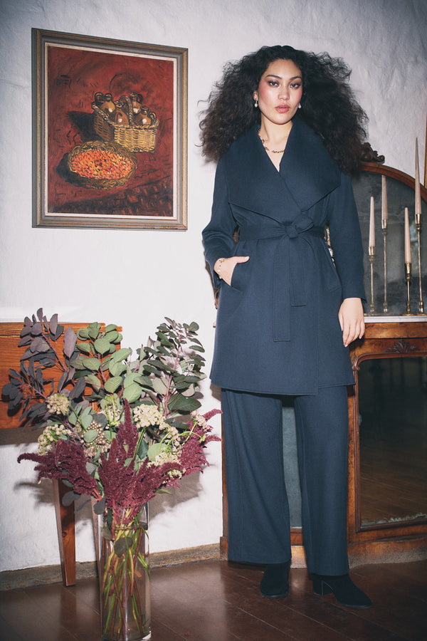 Boiled Wool Wide Leg Pant - Steel Grey