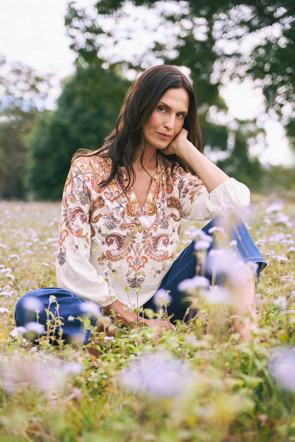 Printed Jersey Top - Intricate Paisley