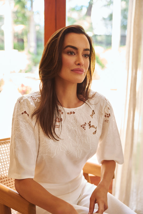 Embroidered Blouse - Warm White