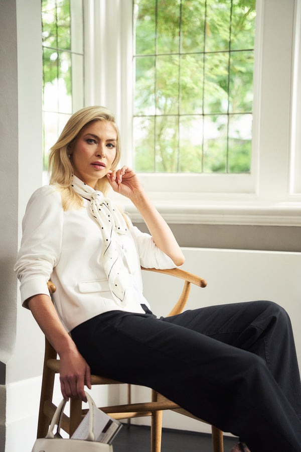 Collarless Ponte Jacket - Cream