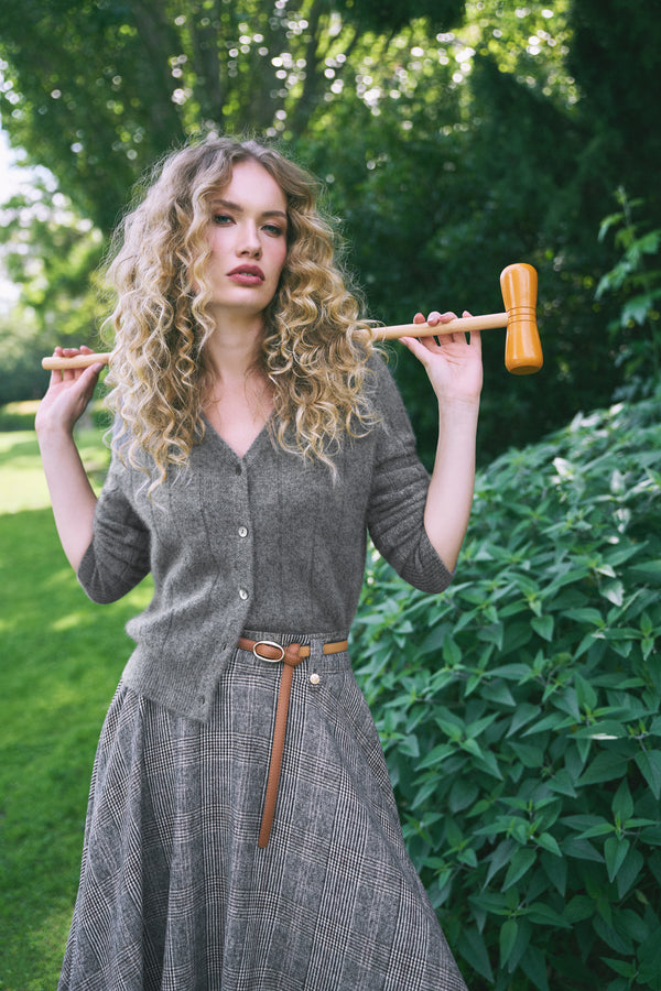 Brushed Merino Wool Cardigan - Pewter Grey