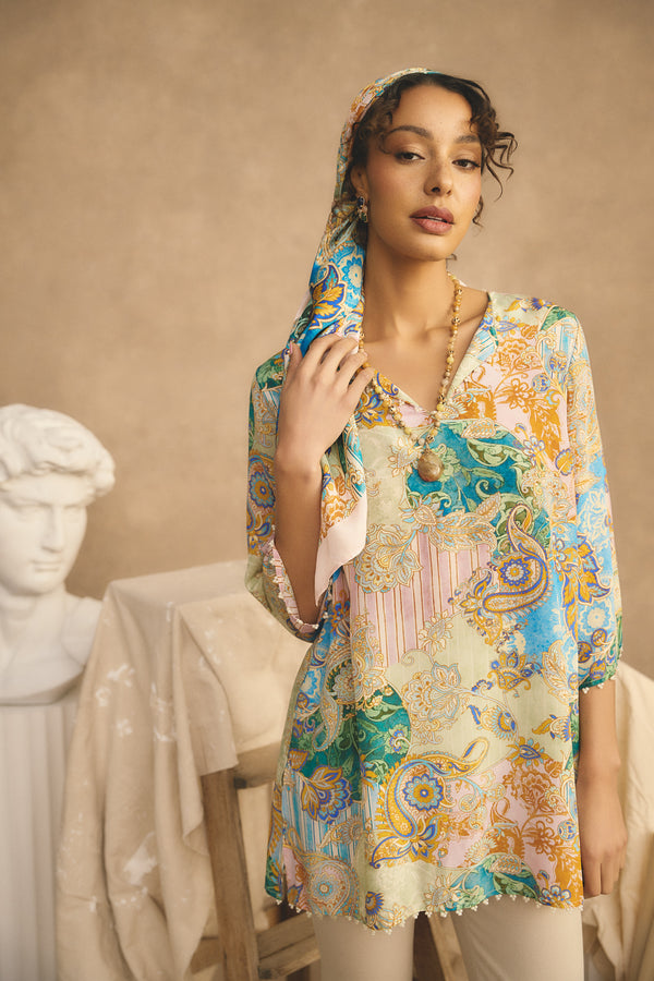 Beaded Silk Kaftan - Paisley Medley