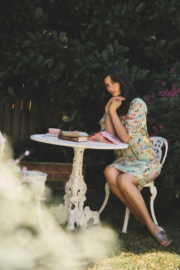 Panelled Shift Dress - Orchid Print