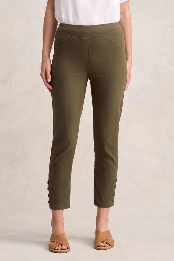 BENGAJEAN ANKLE LENGTH BUTTON DETAIL - DUSTY OLIVE