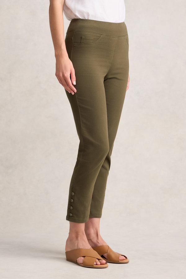 BENGAJEAN ANKLE LENGTH BUTTON DETAIL - DUSTY OLIVE