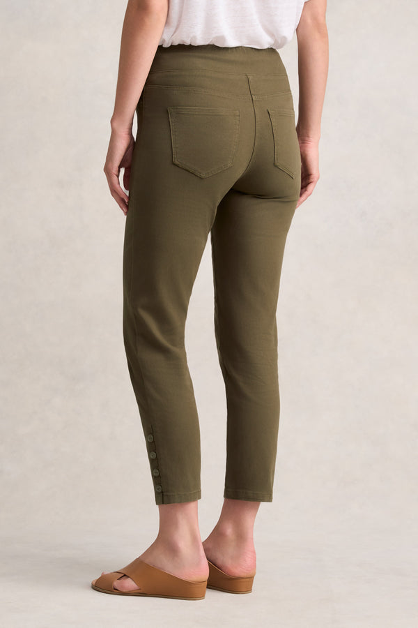 BENGAJEAN ANKLE LENGTH BUTTON DETAIL - DUSTY OLIVE