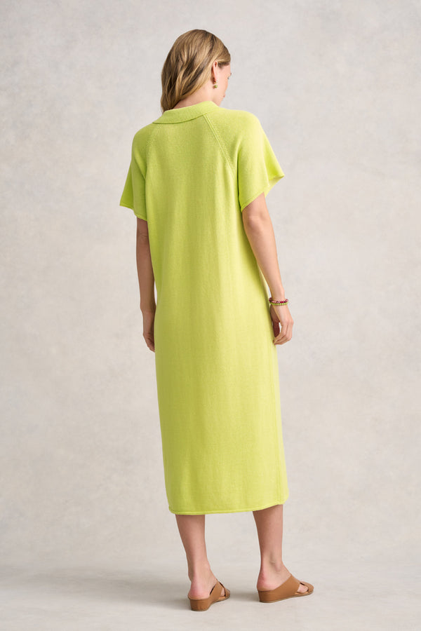 LINEN COTTON KNIT DRESS - BRIGHT LIME