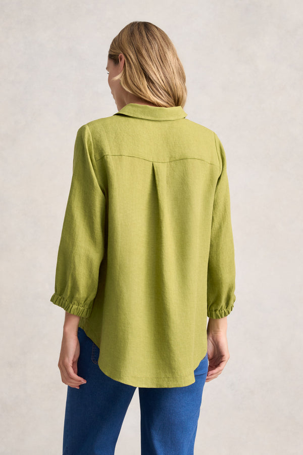 THREE QUARTER SLEEVE LINEN SHIRT - PEAR CROSS DYE