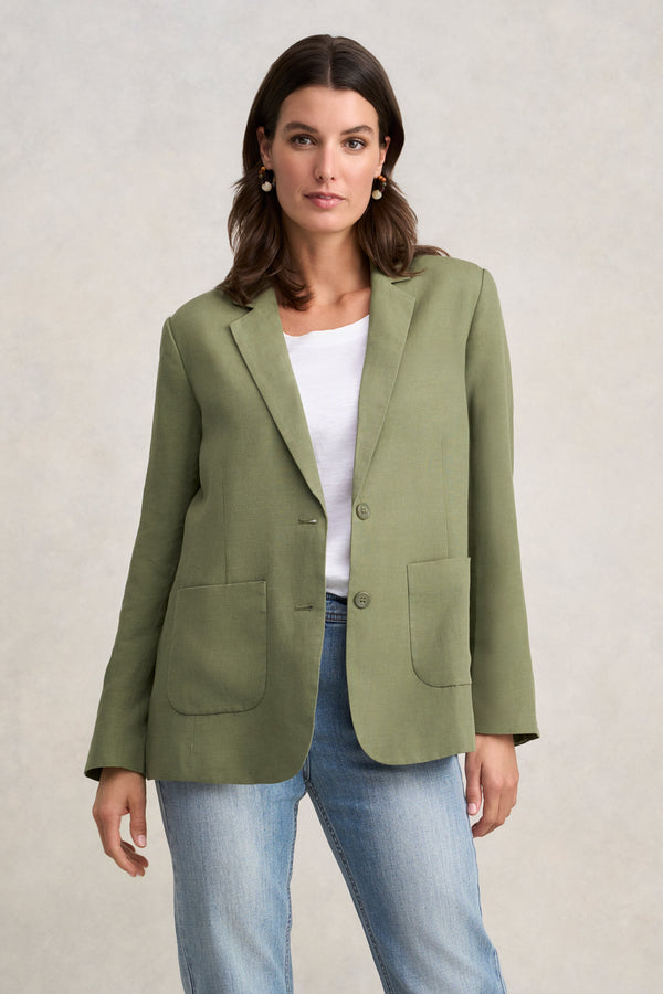 Linen Lyocell Blazer - Sage Green