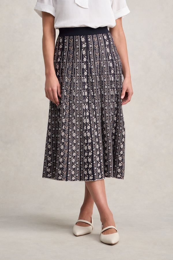 Jacquard Knit Skirt - Floral Jacquard