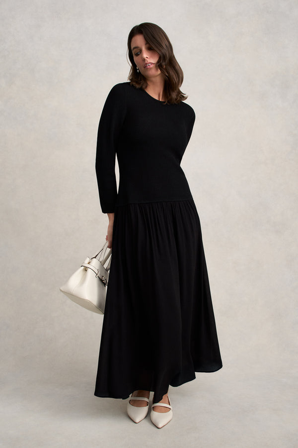 Mix Media Dress - Black