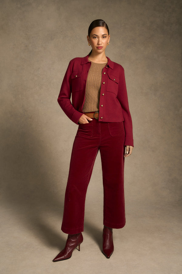 Cropped Cord Pant - Merlot