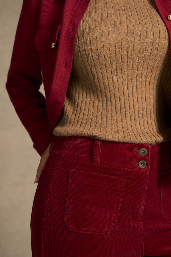 Cropped Cord Pant - Merlot