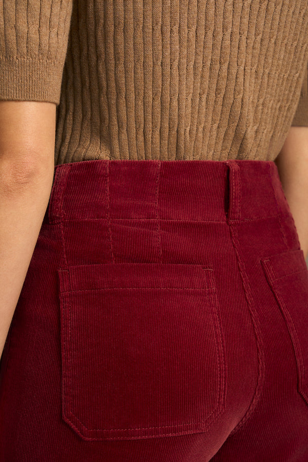 Cropped Cord Pant - Merlot