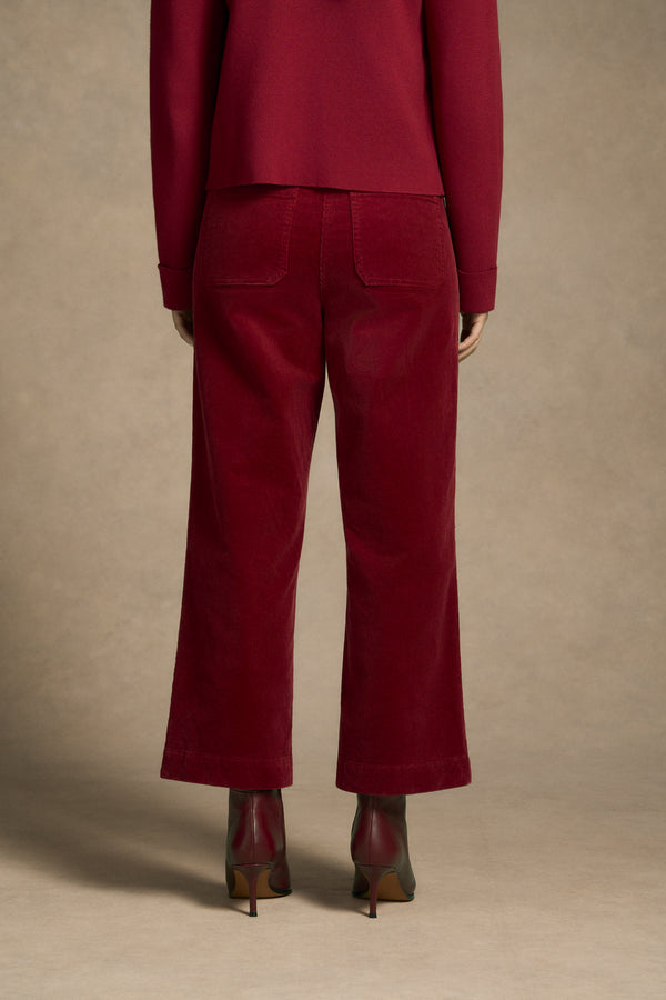 Cropped Cord Pant - Merlot