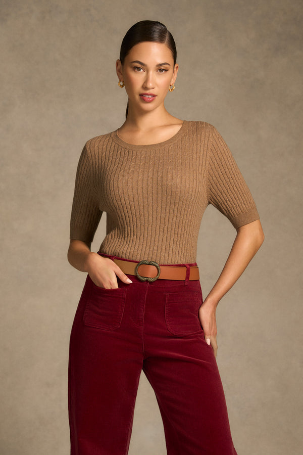 Cable Knit Tee - Praline