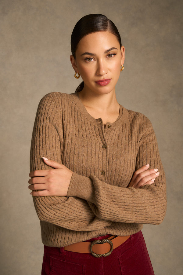 Cable Knit Cardigan - Praline