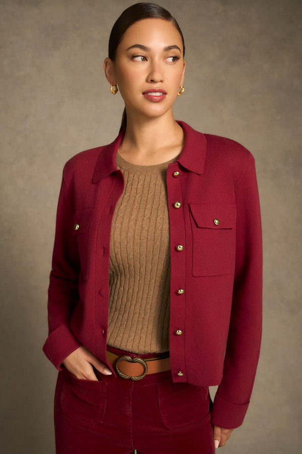 Milano Knit Jacket - Merlot