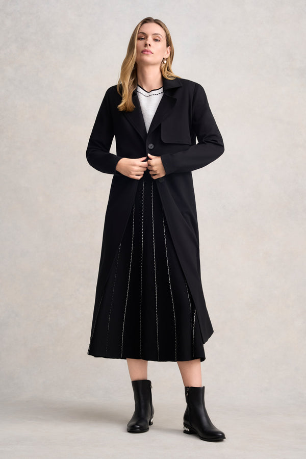 PONTE TRENCH COAT - BLACK