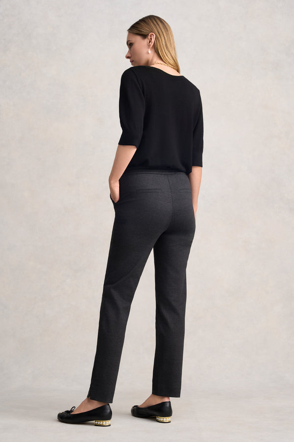 TAPERED PONTE PANT - GREYSCALE CHECK