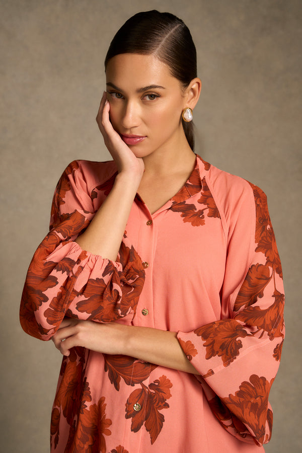 Panelled Raglan Shirt - Sienna Floral Print
