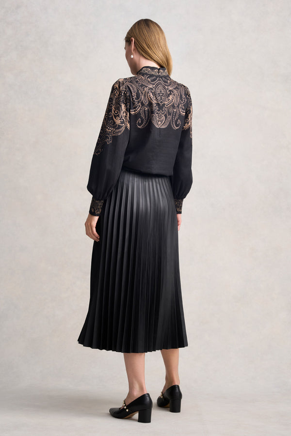 BORDER PRINT BLOUSE - PAISLEY BORDER PRINT