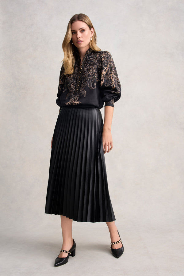 BORDER PRINT BLOUSE - PAISLEY BORDER PRINT