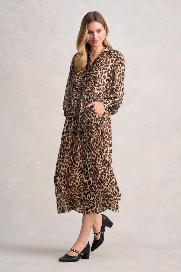 GEORGETTE PRINT DRESS - LEOPARD PRINT