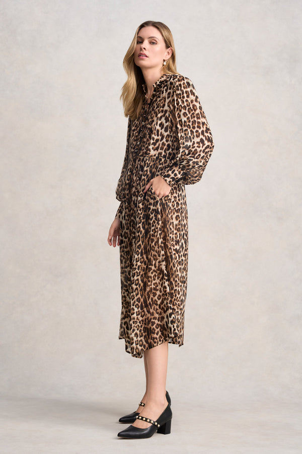 GEORGETTE PRINT DRESS - LEOPARD PRINT