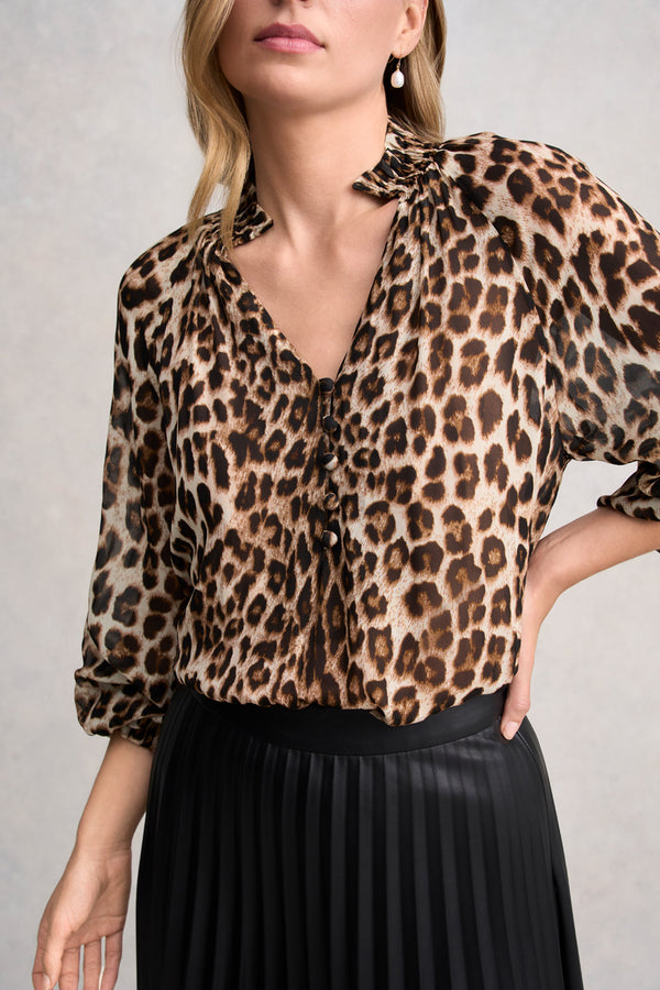 GEORGETTE BLOUSE - LEOPARD PRINT