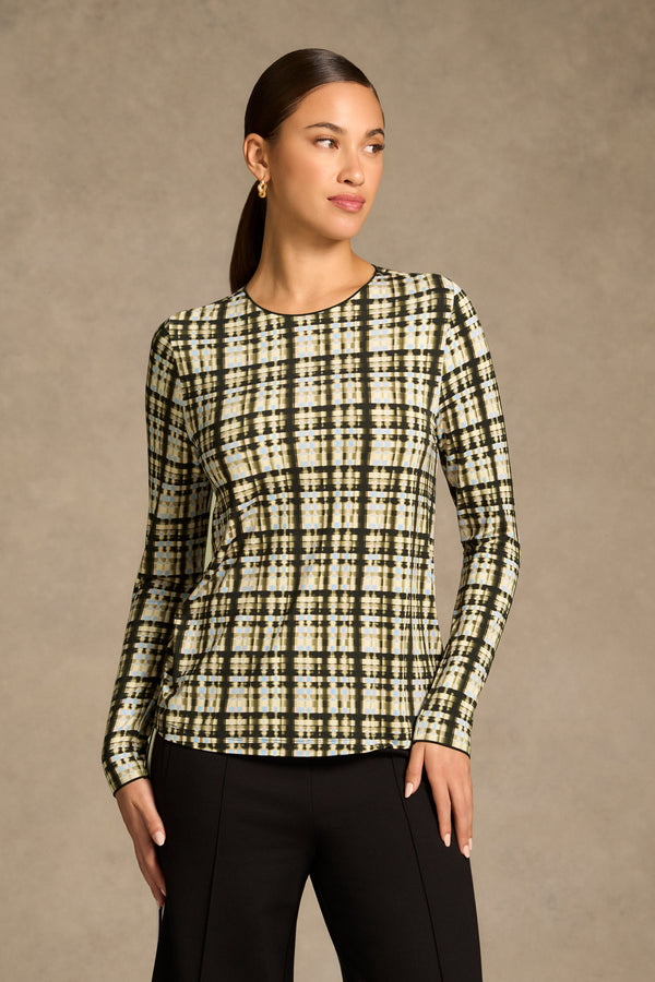 Relaxed Long Sleeve T-Shirt - Check Print