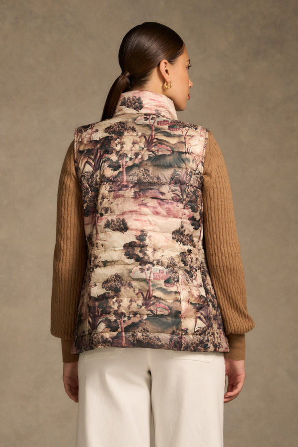 Reversible Puffer Vest - Brolga Print