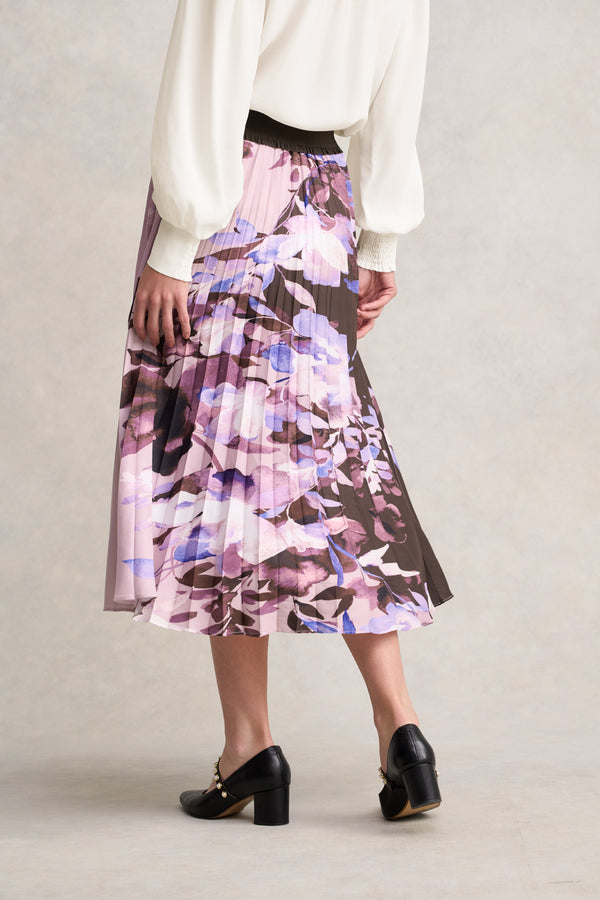 Pleated Midi Skirt - Floral Print